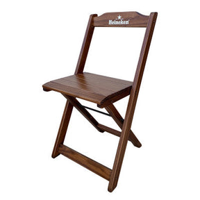 [PRÉ-BLACK FRIDAY] - Kit de Mesa Dobrável 70X70cm, 4 Cadeiras dobrável - Heineken Marrom- Madeira maciça