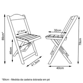 [PRÉ-BLACK FRIDAY] - Kit Mesa dobrável, 4 Cadeiras dobráveis de madeira, 70X70cm - PRETA Heineken - Casa da Mesa