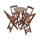 [PRÉ-BLACK FRIDAY] - Kit Bistrô 58cm dobrável, 4 Banquetas dobráveis de madeira, - IMBUIA - Casa da Mesa